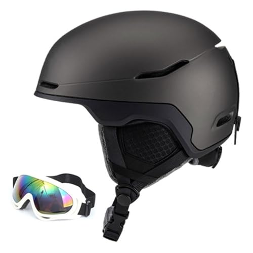 Unisex Skihelm, Atmungsaktiver Ski-Helm Größenverstellbar, Snowboardhelm mit ABS-Schale, EPS Auskleidung(BB Titanium Black,M(55-58CM)) von GDAONUDK