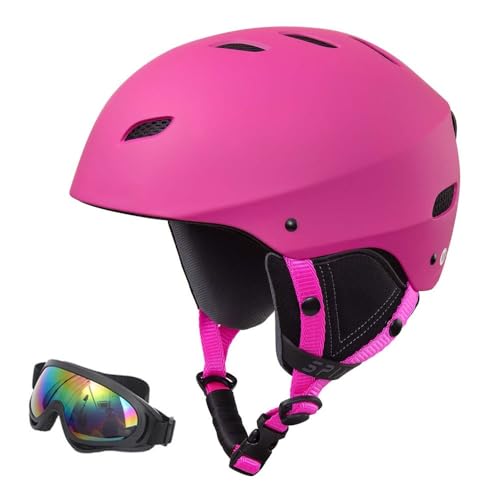 Unisex Skihelm, Atmungsaktiver Ski-Helm Größenverstellbar, Snowboardhelm mit ABS-Schale, EPS Auskleidung für Einen Optimalen Schutz auf der Piste(#A pink,M(54-58CM)) von GDAONUDK