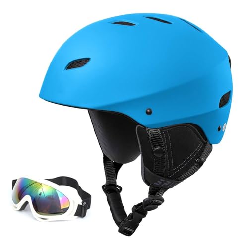 Unisex Skihelm, Atmungsaktiver Ski-Helm Größenverstellbar, Snowboardhelm mit ABS-Schale, EPS Auskleidung für Einen Optimalen Schutz auf der Piste(#B Sky Blue,M(54-58CM)) von GDAONUDK