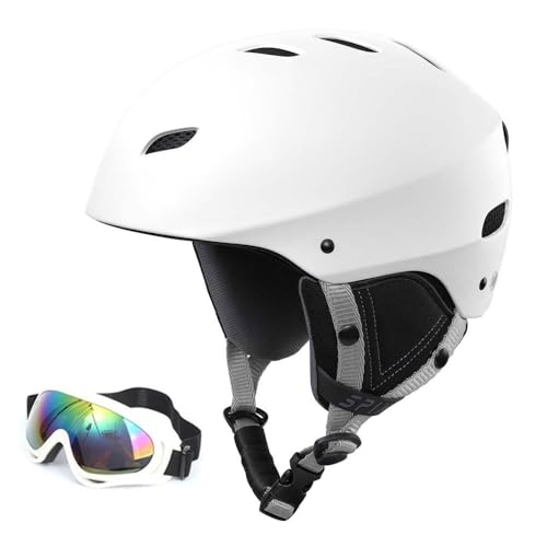 Unisex Skihelm, Atmungsaktiver Ski-Helm Größenverstellbar, Snowboardhelm mit ABS-Schale, EPS Auskleidung für Einen Optimalen Schutz auf der Piste(#B White,M(54-58CM)) von GDAONUDK