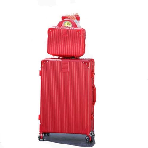 GDHomible 2pcs Cabin Handgepäck Koffer - Leicht, Hartschale, Koffer Handgepäck Trolley Mit 4 Rädern, TSA-stelliges Schloss (rot,26Zoll) von GDHomible