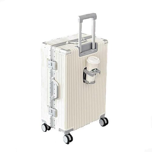 GDHomible Cabin Handgepäck Koffer - Leicht, Hartschale, Koffer Handgepäck Trolley mit 4 Rädern, TSA-stelliges Schloss Mit Getränkehalter (White,26Zoll) von GDHomible