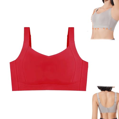 GDKRTNAJ BH zur Kontrolle von Achselfett unter großen Brüsten mit Anti-Sagging-Effekt, Super Gather-Sport-BHS mit vollem Körbchen (Red,M/75BCD) von GDKRTNAJ