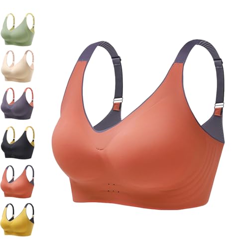 GDKRTNAJ Orthopädischer Anti-Sagging-BH für Damen, kraftvoller Nahtloser Push-Up-BH, Lifting-Anti-Sagging-BH ohne Bügel (Orange,XL) von GDKRTNAJ