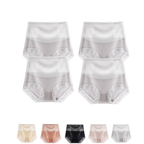 GDKRTNAJ Sexy, bauchkontrollierende, hüfthebende, Nahtlose Eisseidenhöschen, seidig-komfortable, hoch taillierte, hüfthebende Unterwäsche (4PCS/G,XL) von GDKRTNAJ