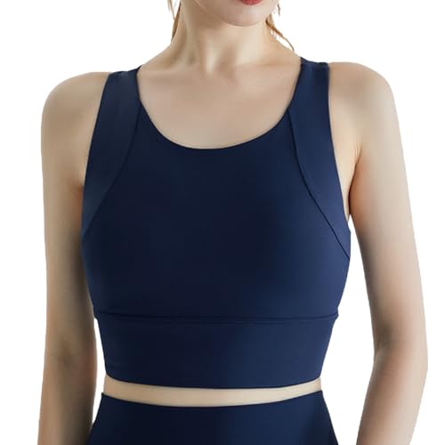 GDKRTNAJ Za-lora Posture Bra Hochgeschlossener Sport-BH für Frauen, lang geschnittene, mittelstarke Workout-Crop-Tanktops (Blue,L) von GDKRTNAJ