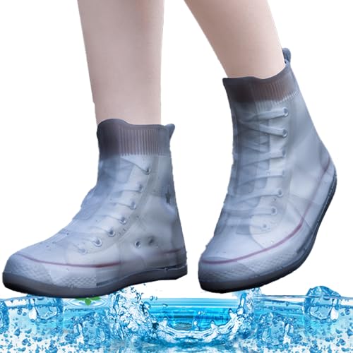 GDKRTNAJ rutschfeste, wasserdichte Überschuhe, wasserdichte Silikon-Überschuhe, rutschfeste, waschbare, Wiederverwendbare Überschuhe für Stiefel (Gray,M) von GDKRTNAJ