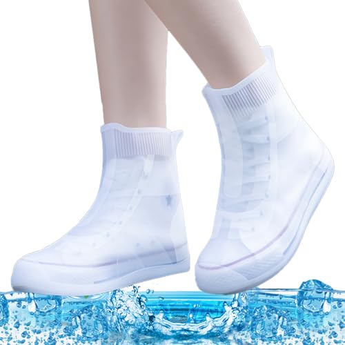 GDKRTNAJ rutschfeste, wasserdichte Überschuhe, wasserdichte Silikon-Überschuhe, rutschfeste, waschbare, Wiederverwendbare Überschuhe für Stiefel (White,XXL) von GDKRTNAJ