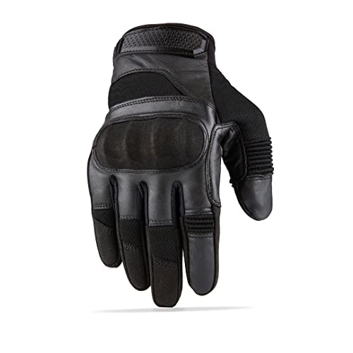 GearX Flex Leder- und Netzhandschuhe für Motorrad, Radfahren, Motorrad, Jagd, Arbeit, Outdoor-Ausrüstung Paintball (M, schwarz) von GEARX