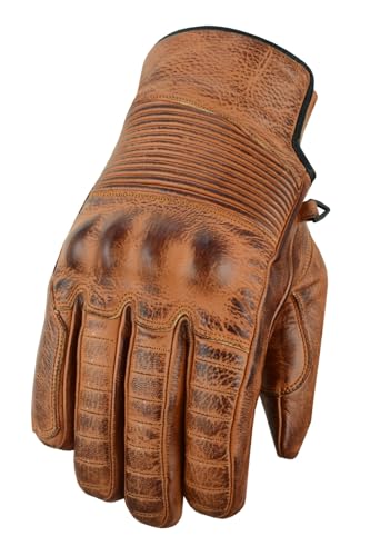 GearX Gewachstes Leder Elastische Motorradhandschuhe Distress Classic Chopper Cruiser Fashion Glove Adventure Rider, XL von GEARX