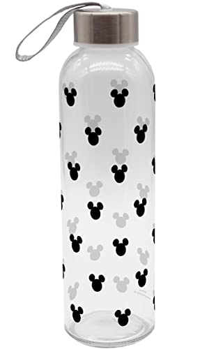 GEDA LABELS Unisex Jugend Mickey Muster schwarz Trinkflasche, Glasflasche, 500 ml von Gedalabels