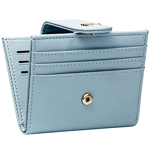 GEEADNB Kleine Geldbörse Damen, Frauen Mini und im Kurzformat Portemonnaie Münzfach PU Leder Geldbeutel Zipper Brieftasche Für Frauen Mädchen mit 11 Kartenfächern (Blau) von GEEADNB