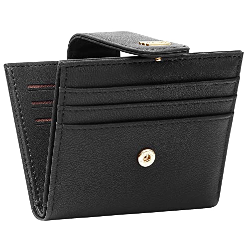 GEEADNB Kleine Geldbörse Damen, Frauen Mini und im Kurzformat Portemonnaie Münzfach PU Leder Geldbeutel Zipper Brieftasche Für Frauen Mädchen mit 11 Kartenfächern (Schwarz) von GEEADNB