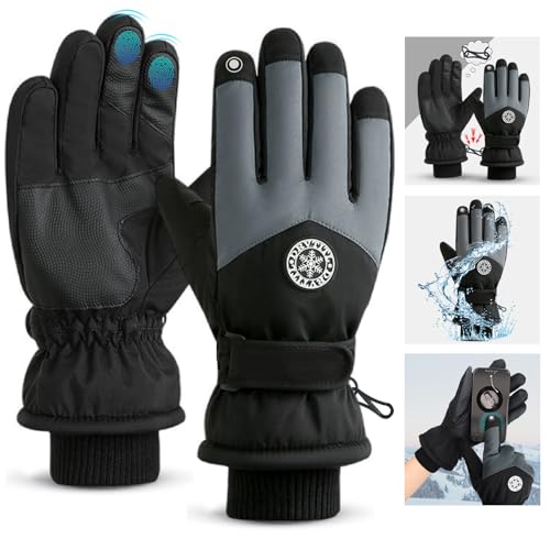 GEEKEO Winter Handschuhe Herren Damen Skihandschuhe, wasserdichte Warme Ski Handschuhe Thermo Touchscreen, Winddichte Fahrrad Handschuhe Snowboard Handschuhe Winter Schnee Handschuhe von GEEKEO