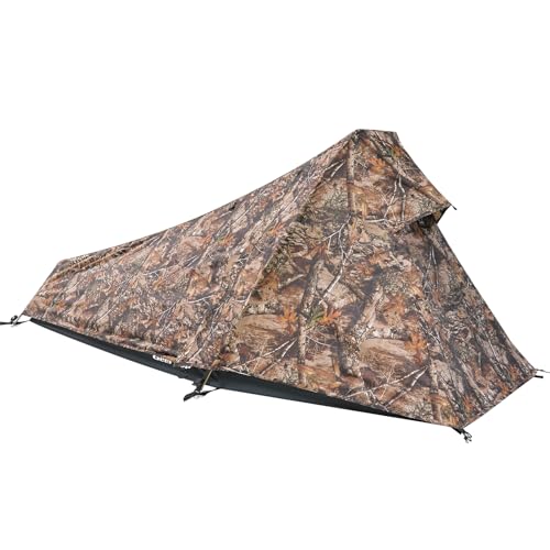 GEERTOP Bivvy Biwaksack Trekkingzelt Campingzelt Zelt Minipack Leicht - 213 x 101 x 91 cm H (1,5kg) -1 Person 3 bis 4 Jahreszeiten für Outdoor-Camping Wandern Reisen und Klettern (Blatt) von GEERTOP