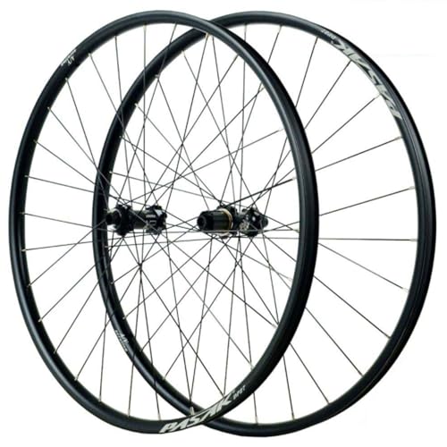 GEIRONV 26/27,5/29 Zoll Fahrrad Vorder Und Hinterrad, 54T Middle Lock Scheibenbremsen 4 Lager Straight Pull 28 Löcher Steckachse MTB Laufradsatz 1825g(Black,26inch) von GEIRONV