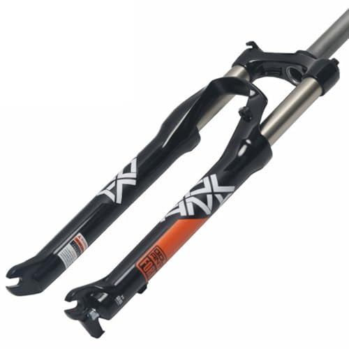 GEIRONV 26/27,5/29er Mountainbike Mechanische Gabel, 105 MM Federweg Scheibenbremse Aus Aluminiumlegierung 1-1/8 Zoll 9 MM Schnellspanner Vorderradgabel 2600 G(Balck-Orange,27.5inch) von GEIRONV