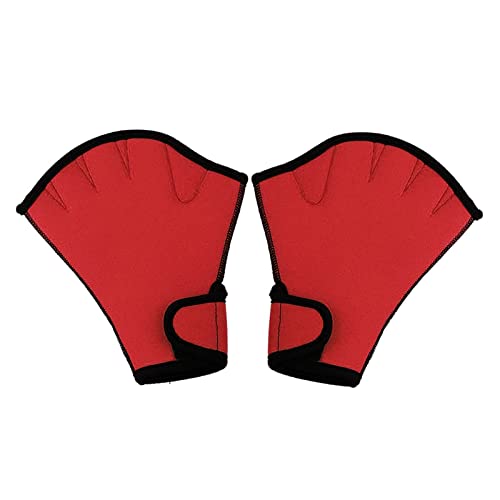 Neoprenanzug-Handschuhe 1 Paar Schwimmhandschuhe Aquatic Fitness Wasserbeständigkeit Fit Paddle Training Fingerlose Handschuhe Zum Schnorcheln, Schwimmen, Tauchen ( Color : Red , Size : M ) von GEJUAN