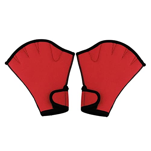 Neoprenanzug-Handschuhe Schwimmhandschuhe Aquatic Fitness Water Resistance Fit Paddle Training Fingerlose Handschuhe Zum Schnorcheln, Schwimmen, Tauchen ( Color : Red , Size : L ) von GEJUAN