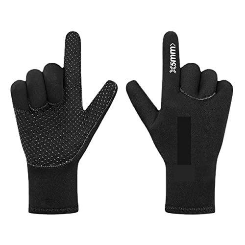 Neoprenanzug-Handschuhe Tauchhandschuhe 5MM warme Schwimm-Schnorchel-Handschuhe verdickte kältebeständige Surf-Handschutz-Ausrüstung Zum Schnorcheln, Schwimmen, Tauchen ( Color : Black , Size : XL ) von GEJUAN