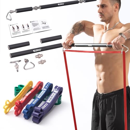 GEKU FIT Widerstandsbandstange, längenverstellbare, abnehmbare, robuste Trainingsstange für Widerstandsband-Training, Rumpfmuskeltraining, Heim- und Ourdoor-Workout, maximale Belastung 362,9 kg von GEKU FIT