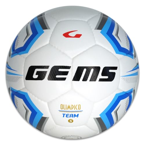 GEMS UN06-0302 OLIMPICO Team Unisex Fußball Weiß/Blau Größe 5 von GEMS