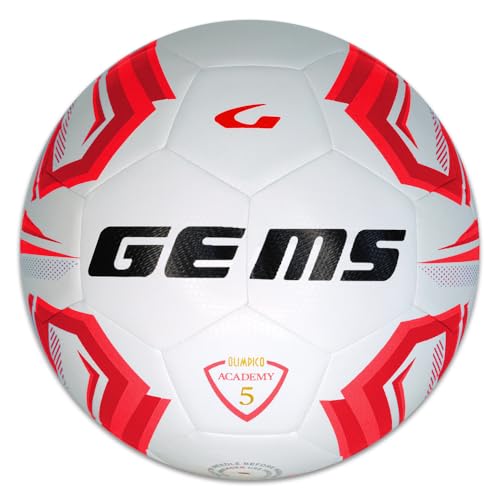 GEMS UN07-0312 OLIMPISCHER Academy Unisex Freizeitfußball Weiss/ROT Größe 5 von GEMS