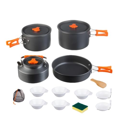 Camping-Topf-Set, Campingtopf-Set, Töpfe aus Aluminium, für Camping, Campingküche aus Aluminium, antihaftbeschichtet, leichtes Kochtopf-Set von GENERIC