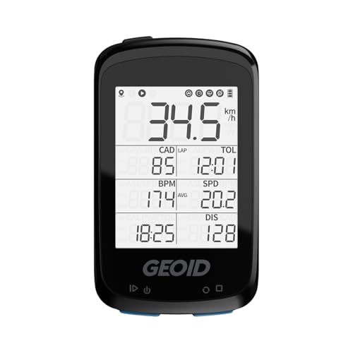 GEOID CC500 Fahrradcomputer GPS, 2,5-Zoll-Bildschirm, kabelloser GPS Tacho, Ant+ Bluetooth, IPX6 wasserdichter Fahrradtacho, Geschwindigkeits-/Trittfrequenzsensor und Leistungsmesser kompatibel von GEOID