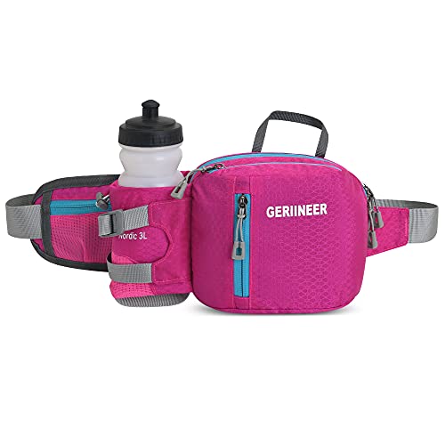 GERIINEER Wasserdichte Bauchtasche Gürteltasche mit Flaschenhalter Damen und Herren, Bauchtasche Geeignet für Reise Sport Running und Alle Outdoor Aktivitäten, Hüfttasche Damen Herren Sport (Rosa rot) GERIINEER Wasserdichte Bauchtasche Gürteltasche mit Flaschenhalter Damen und Herren, Bauchtasche Geeignet für Reise Sport Running und Alle Outdoor Aktivitäten, Hüfttasche Damen Herren Sport (Rosa rot) von GERIINEER
