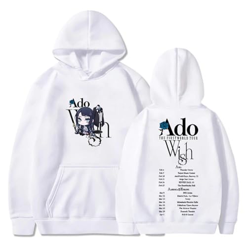 GERRIT Herren Baumwolle Hoodies Langarm Lose Pullover Hip Hop Übergroße Sweatshirts Hoodie ADO Merch Hoodie Streetwear Männer Frauen Kapuzenpullover Harajuku Kleidung (Weiß,M) von GERRIT