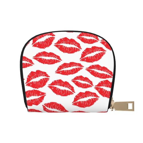 RFID-Kreditkartenetui, luxuriös, goldener Druck, klein, Leder, Reißverschluss, Kartenetui für Damen und Herren, Love Sexy Red Lips Pattern, Einheitsgröße von GERRIT
