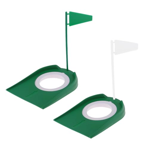 2 Stück Golf-Übungs-Putter-Pad, Kunststoff Golf Indoor Outdoor Putting Cup Übungshilfen Verstellbarem Hole und Flagge， Golf Putting-Matte zum Üben Golf-Übungs-Putter-Pad von GERUI