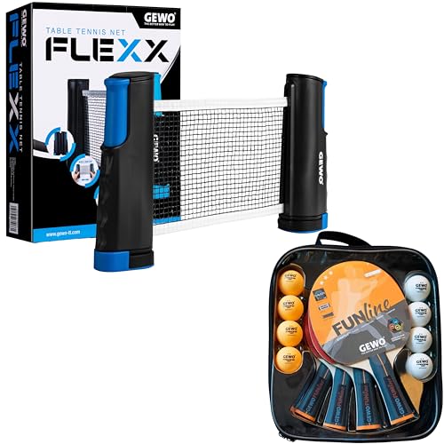 Bundle aus GEWO Family & Friends Tischtennisschläger-Set - 4 Tischtennisschläger für Hobby mit 8 TT-Bällen + GEWO Table Tennis Net FleXX - Tischtennisnetz für Jeden Tisch - Netzhöhe 15,25cm Bundle aus GEWO Family & Friends Tischtennisschläger-Set - 4 Tischtennisschläger für Hobby mit 8 TT-Bällen + GEWO Table Tennis Net FleXX - Tischtennisnetz für Jeden Tisch - Netzhöhe 15,25cm von GEWO