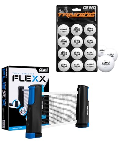 Bundle aus GEWO Table Tennis Net FleXX - Tischtennisnetz für Jeden Tisch + GEWO Training 40+ Tischtennisbälle - 3 Sterne Tischtennis-Ball aus ABS Plastik mit Naht, Vorratspackung mit 12 Stück, weiß Bundle aus GEWO Table Tennis Net FleXX - Tischtennisnetz für Jeden Tisch + GEWO Training 40+ Tischtennisbälle - 3 Sterne Tischtennis-Ball aus ABS Plastik mit Naht, Vorratspackung mit 12 Stück, weiß von GEWO
