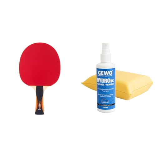 Bundle aus GEWO Tischtennisschläger Player - ITTF genehmigter Tischtennis Schläger - 2mm Belag + Gewo HydroTec Tischtennis Reinigungsset für Beläge, Grip Spray mit saugfähigem Reinigungsschwamm, 100ml von GEWO