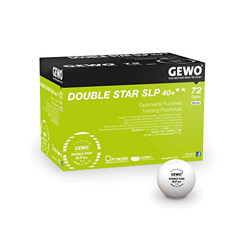 GEWO Double Star SLP Tischtennisbälle - 2 Sterne Tischtennis-Ball aus Plastik 40+ ohne Naht - Professionelle Trainings-Bälle - 72 hochwertige Tischtennisbälle weiß, 40+mm Durchmesser von GEWO