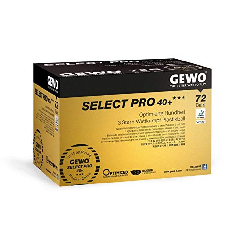 GEWO Select PRO Tischtennisbälle - 3 Sterne Tischtennis-Ball aus Plastik 40+ mit Naht - ITTF-zertifizierte Wettkampf Bälle - 72 hochwertige Profi-Tischtennisbälle weiß, 40+ mm, weiß GEWO Select PRO Tischtennisbälle - 3 Sterne Tischtennis-Ball aus Plastik 40+ mit Naht - ITTF-zertifizierte Wettkampf Bälle - 72 hochwertige Profi-Tischtennisbälle weiß, 40+ mm, weiß von GEWO