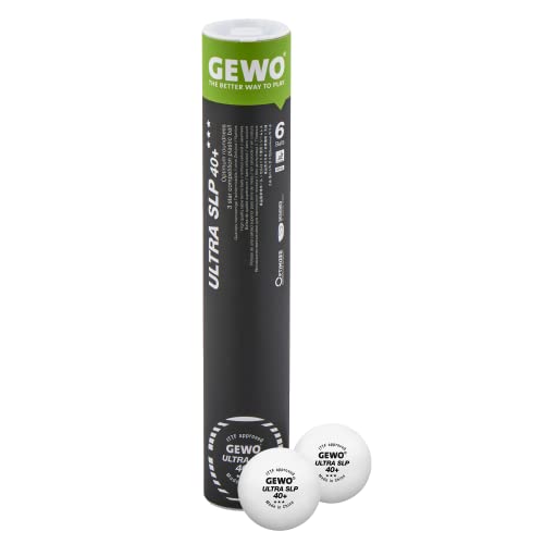 GEWO Ultra SLP Tischtennisbälle - 3 Sterne Tischtennis-Ball aus Plastik 40+ ohne Naht - ITTF-zertifizierte Wettkampf Bälle - 6 hochwertige Profi-Tischtennisbälle, weiß, 40+mm Durchmesser von GEWO