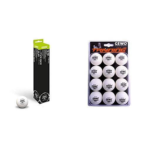 GEWO Ball Ultra SLP 6er ohne Naht/Maximale Rundheit Tischtennisball, Weiß, 40 & Unisex – Erwachsene 3-Stern Tischtennisball im handlichen 12er Pack, Weiß, 40 mm von GEWO