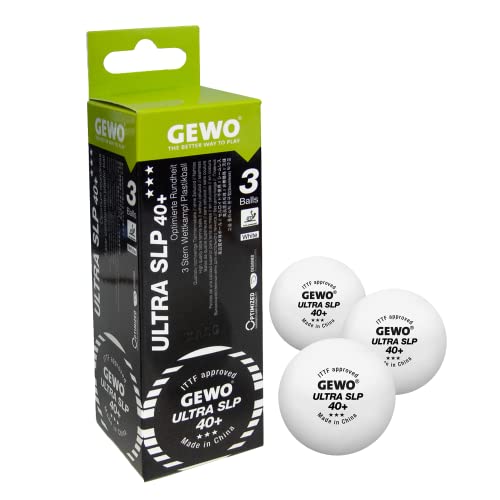 GEWO Ultra SLP Tischtennisbälle - 3 Sterne Tischtennis-Ball aus Plastik 40+ ohne Naht - ITTF-zertifizierte Wettkampf Bälle - 3 hochwertige Profi-Tischtennisbälle weiß, 40+mm Durchmesser GEWO Ultra SLP Tischtennisbälle - 3 Sterne Tischtennis-Ball aus Plastik 40+ ohne Naht - ITTF-zertifizierte Wettkampf Bälle - 3 hochwertige Profi-Tischtennisbälle weiß, 40+mm Durchmesser von GEWO