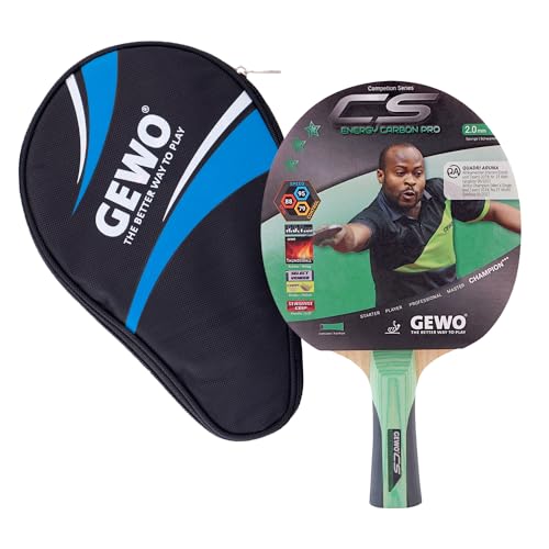 GEWO CS Energy Carbon Pro Tischtennis-Schläger & GEWO Tischtennisschläger Hülle mit Ballfach blau - Profi-Tischtennisschläger ITTF genehmigt, konkav, 2,0mm Schwamm von GEWO