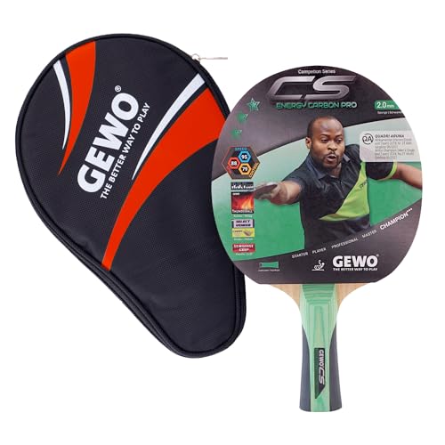 GEWO CS Energy Carbon Pro Tischtennis-Schläger & GEWO Tischtennisschläger Hülle mit Ballfach rot - Profi-Tischtennisschläger ITTF genehmigt, konkav, 2,0mm Schwamm von GEWO