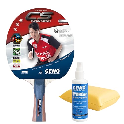 GEWO CS Energy Carbon - Tischtennis-Schläger - Profi-Tischtennisschläger, ITTF genehmigt - Carbon-Schläger mit kontrolliertem Belag und hohen Rotationseigenschaften, konkav, 1,8mm Schwamm GEWO CS Energy Carbon - Tischtennis-Schläger - Profi-Tischtennisschläger, ITTF genehmigt - Carbon-Schläger mit kontrolliertem Belag und hohen Rotationseigenschaften, konkav, 1,8mm Schwamm von GEWO