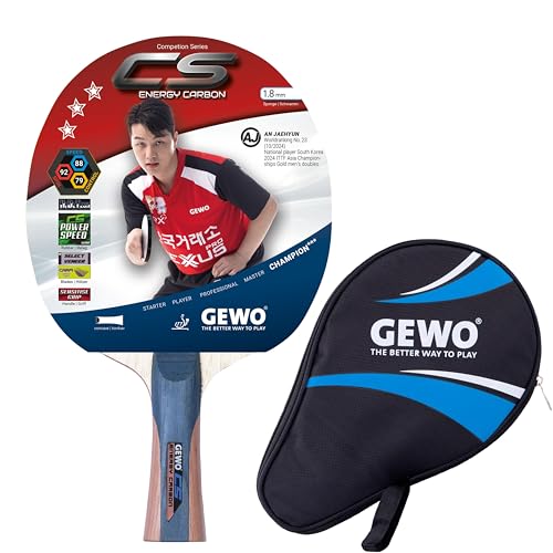 GEWO CS Energy Carbon Tischtennis-Schläger & GEWO Tischtennisschläger Hülle mit Ballfach blau - Profi-Tischtennisschläger, ITTF genehmigt, konkav, 1,8mm Schwamm GEWO CS Energy Carbon Tischtennis-Schläger & GEWO Tischtennisschläger Hülle mit Ballfach blau - Profi-Tischtennisschläger, ITTF genehmigt, konkav, 1,8mm Schwamm von GEWO