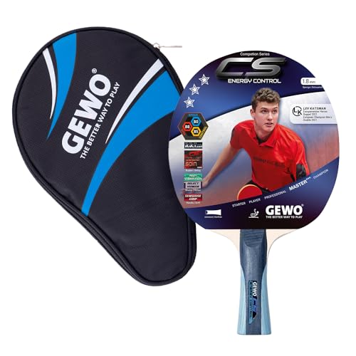 GEWO CS Energy Control Tischtennis-Schläger & GEWO Tischtennisschläger Hülle mit Ballfach blau - Profi-Tischtennisschläger, ITTF genehmigt, konkav, 1,8mm Schwamm von GEWO