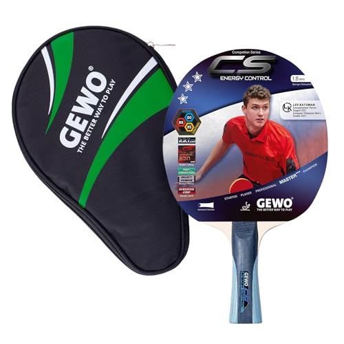 GEWO CS Energy Control Tischtennis-Schläger & GEWO Tischtennisschläger Hülle mit Ballfach grün - Profi-Tischtennisschläger, ITTF genehmigt, konkav, 1,8mm Schwamm von GEWO