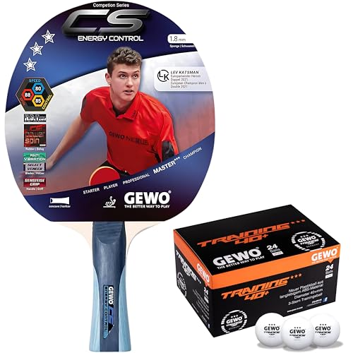 GEWO CS Energy Control - Tischtennisschläger - ITTF genehmigt - Tischtennis Schläger mit kontrolliertem Belag und hohen Rotationseigenschaften, konkav, 1,8mm Schwamm, rot-schwarz GEWO CS Energy Control - Tischtennisschläger - ITTF genehmigt - Tischtennis Schläger mit kontrolliertem Belag und hohen Rotationseigenschaften, konkav, 1,8mm Schwamm, rot-schwarz von GEWO