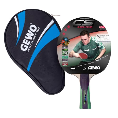 GEWO CS Energy Power Tischtennis-Schläger & GEWO Tischtennisschläger Hülle mit Ballfach blau - Profi-Tischtennisschläger, ITTF genehmigt, konkav, 1,8mm Schwamm GEWO CS Energy Power Tischtennis-Schläger & GEWO Tischtennisschläger Hülle mit Ballfach blau - Profi-Tischtennisschläger, ITTF genehmigt, konkav, 1,8mm Schwamm von GEWO
