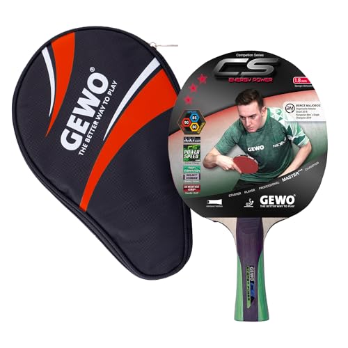 GEWO CS Energy Power Tischtennis-Schläger & GEWO Tischtennisschläger Hülle mit Ballfach rot - Profi-Tischtennisschläger, ITTF genehmigt, konkav, 1,8mm Schwamm von GEWO